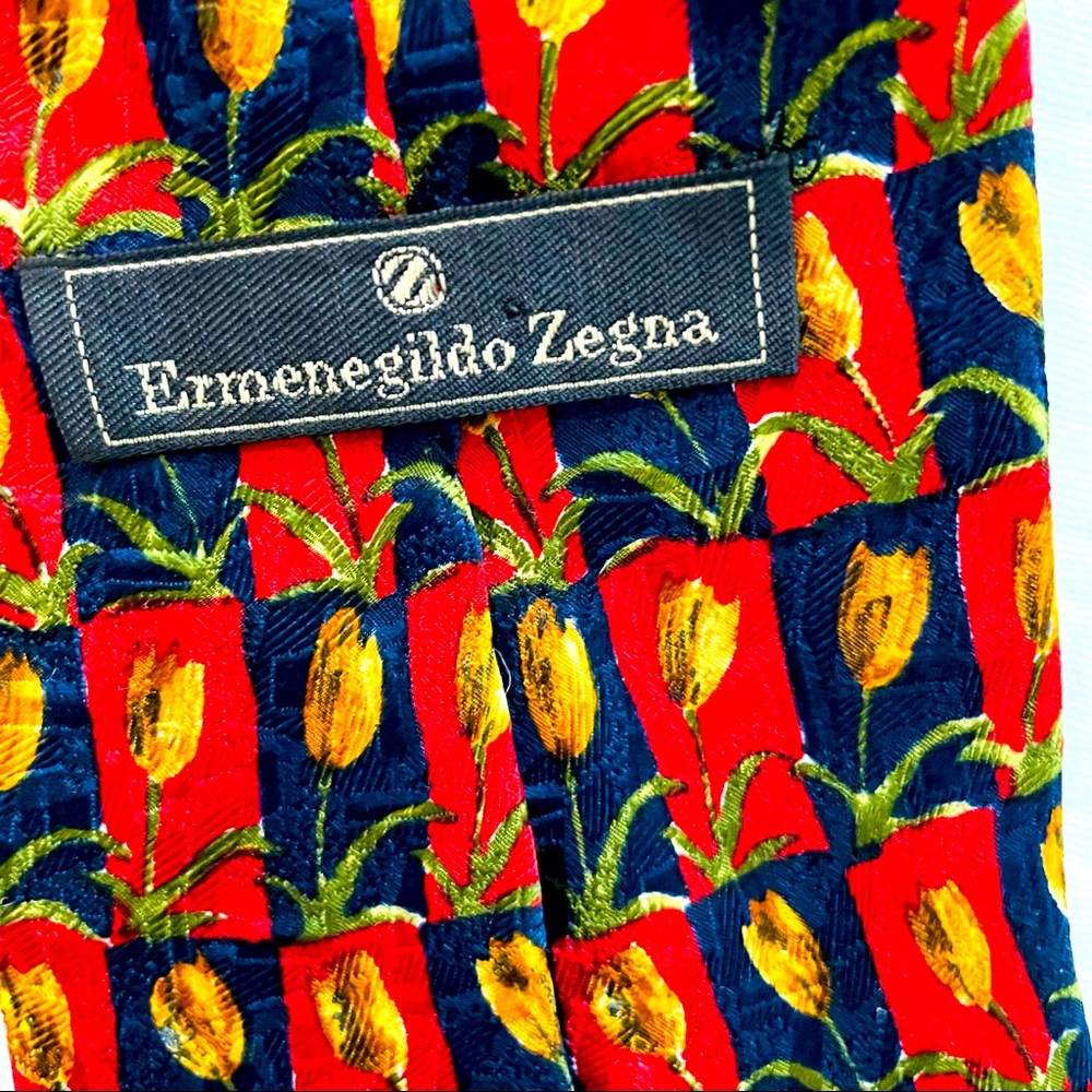 Ermenegildo Zegna Tulip Motif Tie Red Yellow Blue - image 2